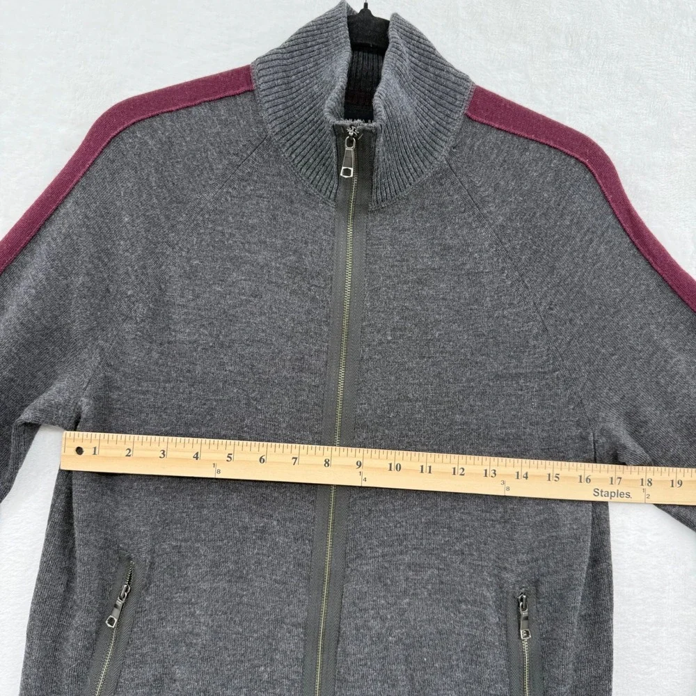 Vintage Banana Republic‎ Mens Cardigan Sweater Small Zip Up Gray Merino Wool - Picture 10 of 10